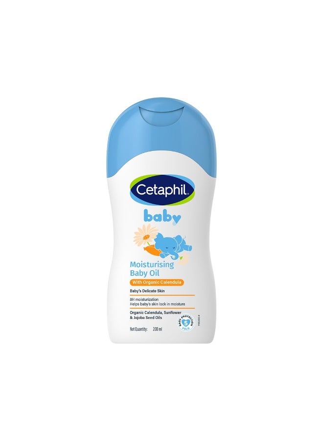 Cetaphil Baby Moisturising Oil with Organic Calendula 200 ml | Gentle Baby Massage Oil for Newborns & Babies from Day 1 | 8H Hydration, Skin Barrier Protection | With Sunflower & Jojoba Oil, Hypoallergenic - Image 4